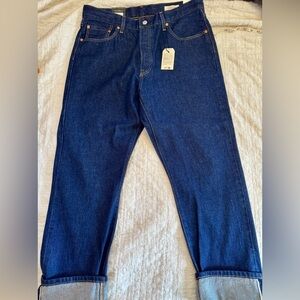 Levi's Classic 501 Selvedge Denim Dark Wash Straight Jeans NWT!